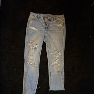 American Eagle Outfitters Light Blue Distressed Skinny Jeans